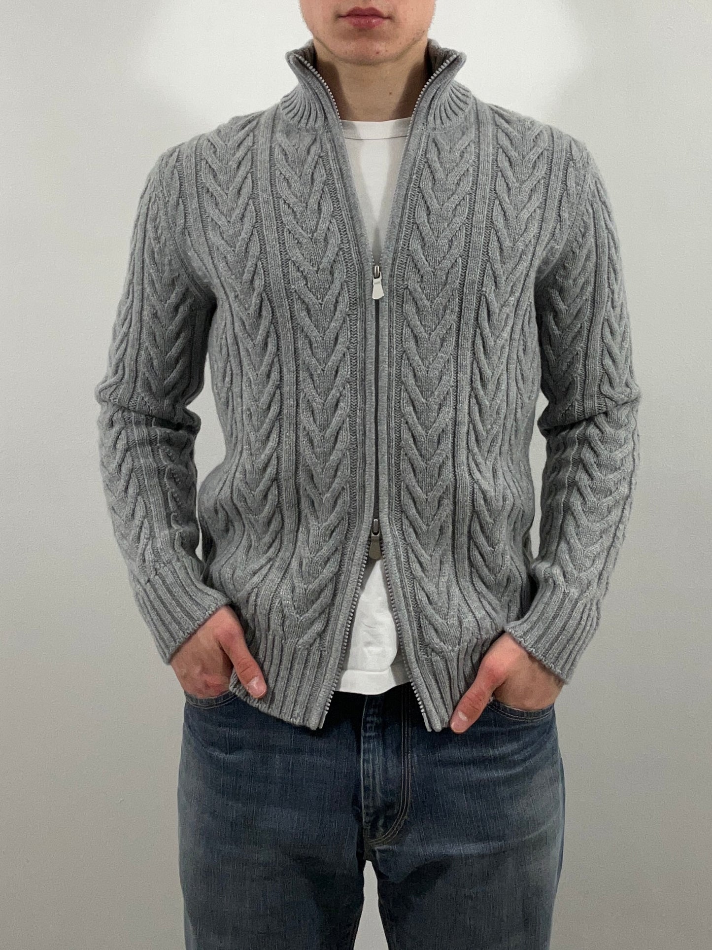 Gran Sasso Kashmir Cardigan (HELT NY) - kabelstickad grå